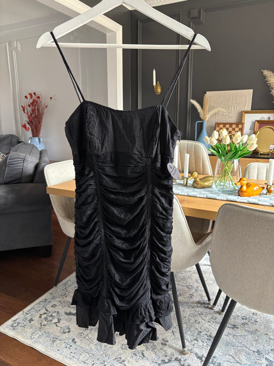 Pinstriped & Rouched Mini Dress Size M