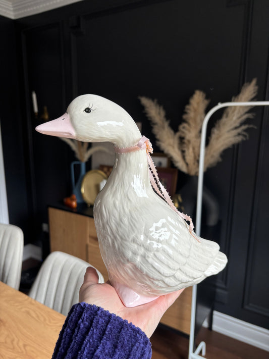 Ceramic Goose With Pink Details