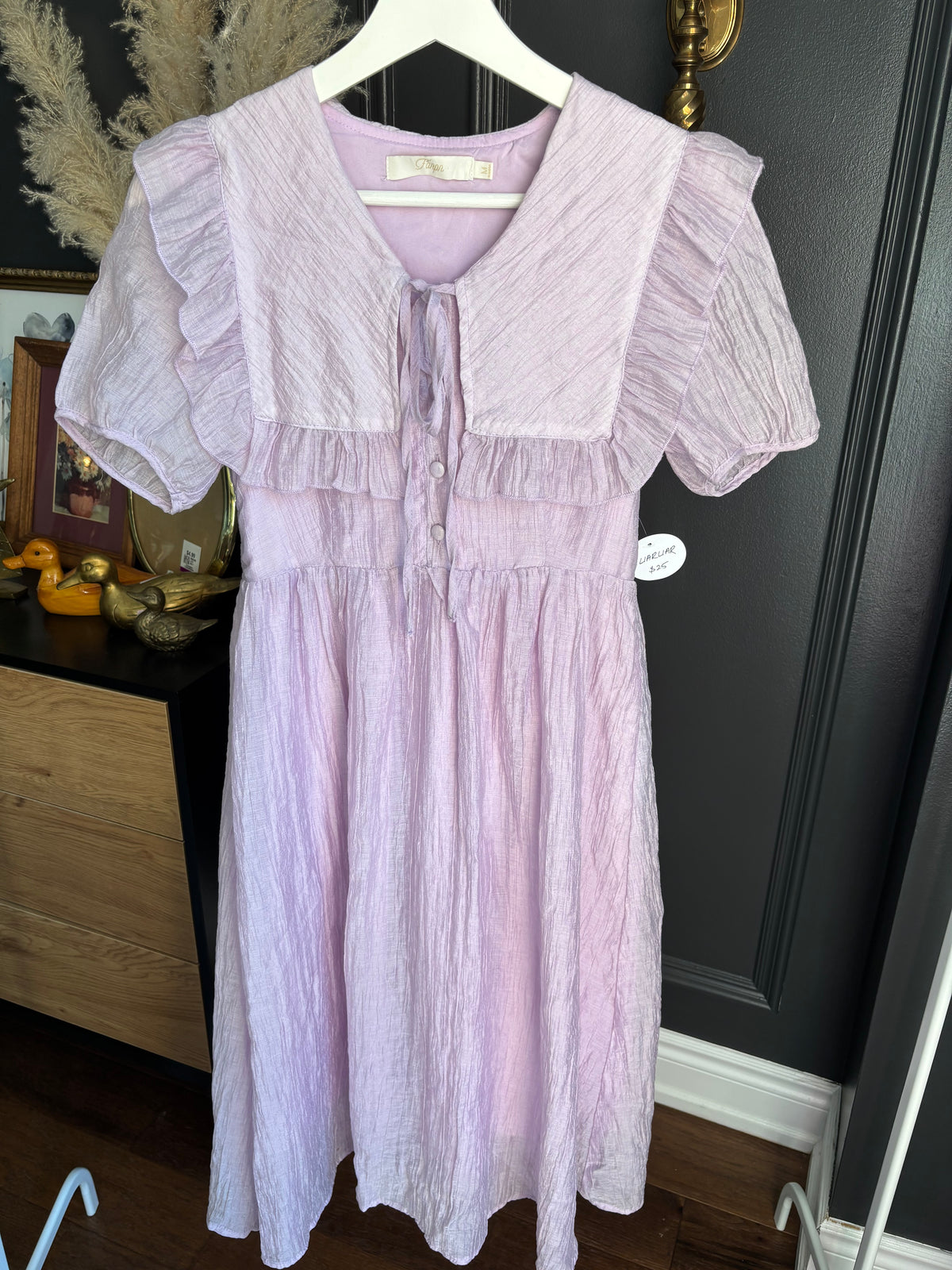 Purple Ruffled Collar Dress Size M