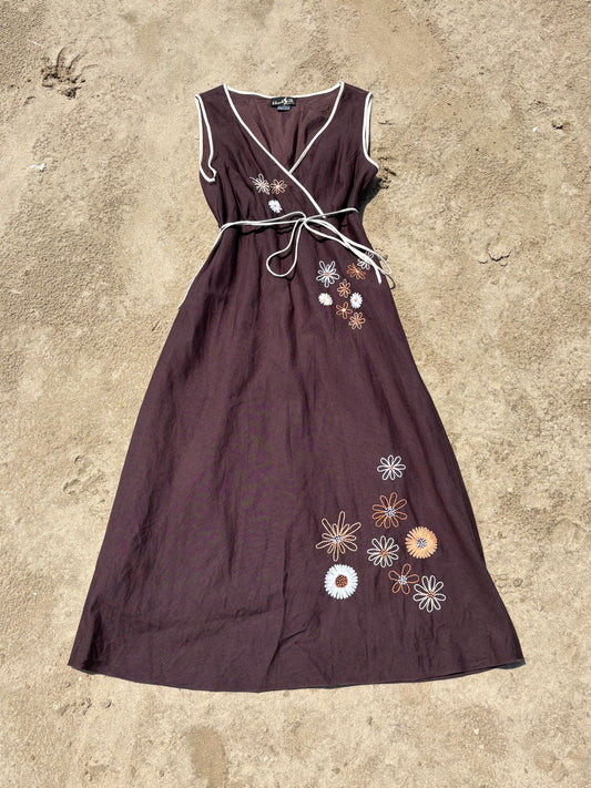 Vintage Brown Midi Length Dress Size L*