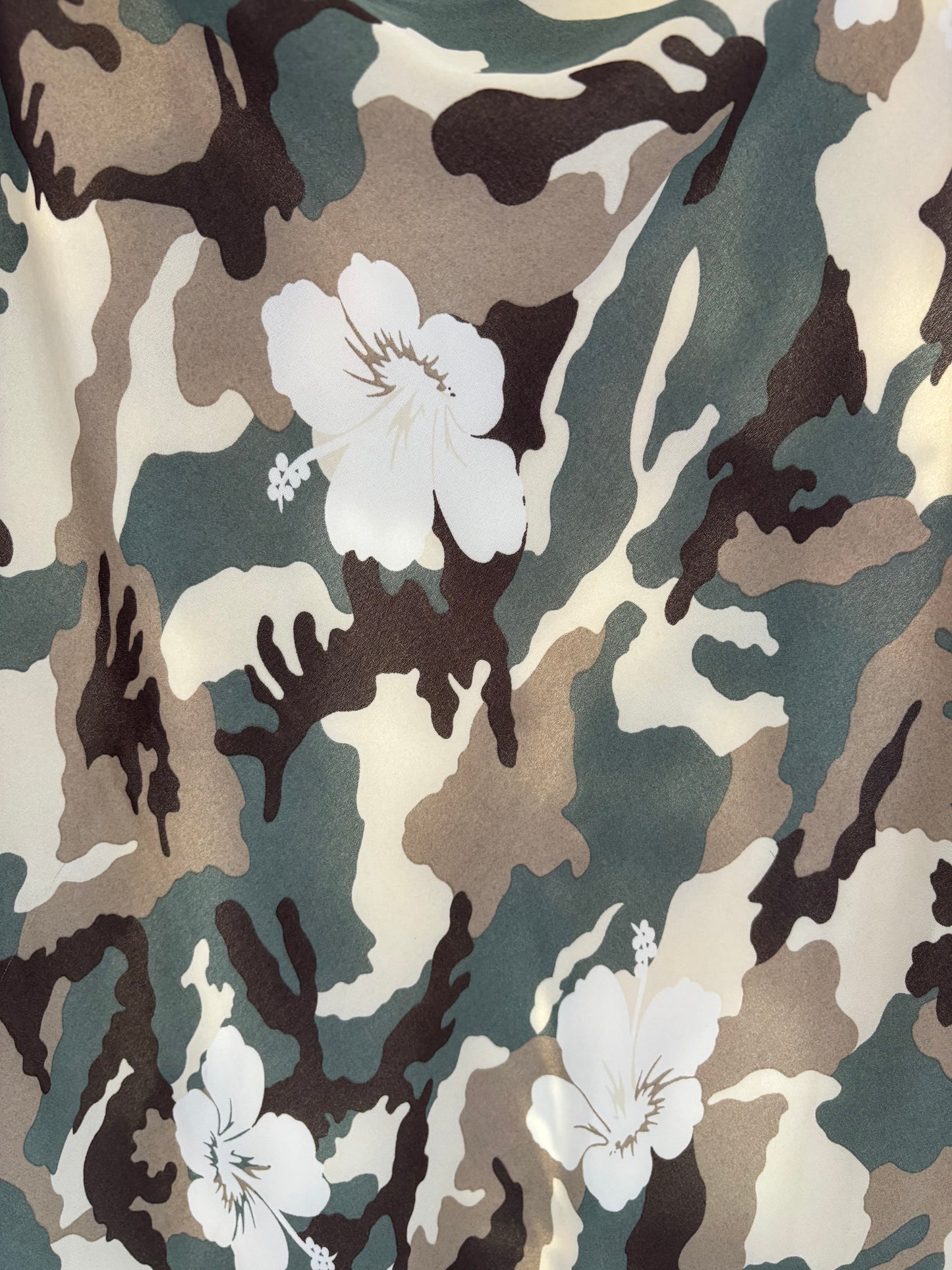 Hibiscus Army Print Midi Skirt Size L