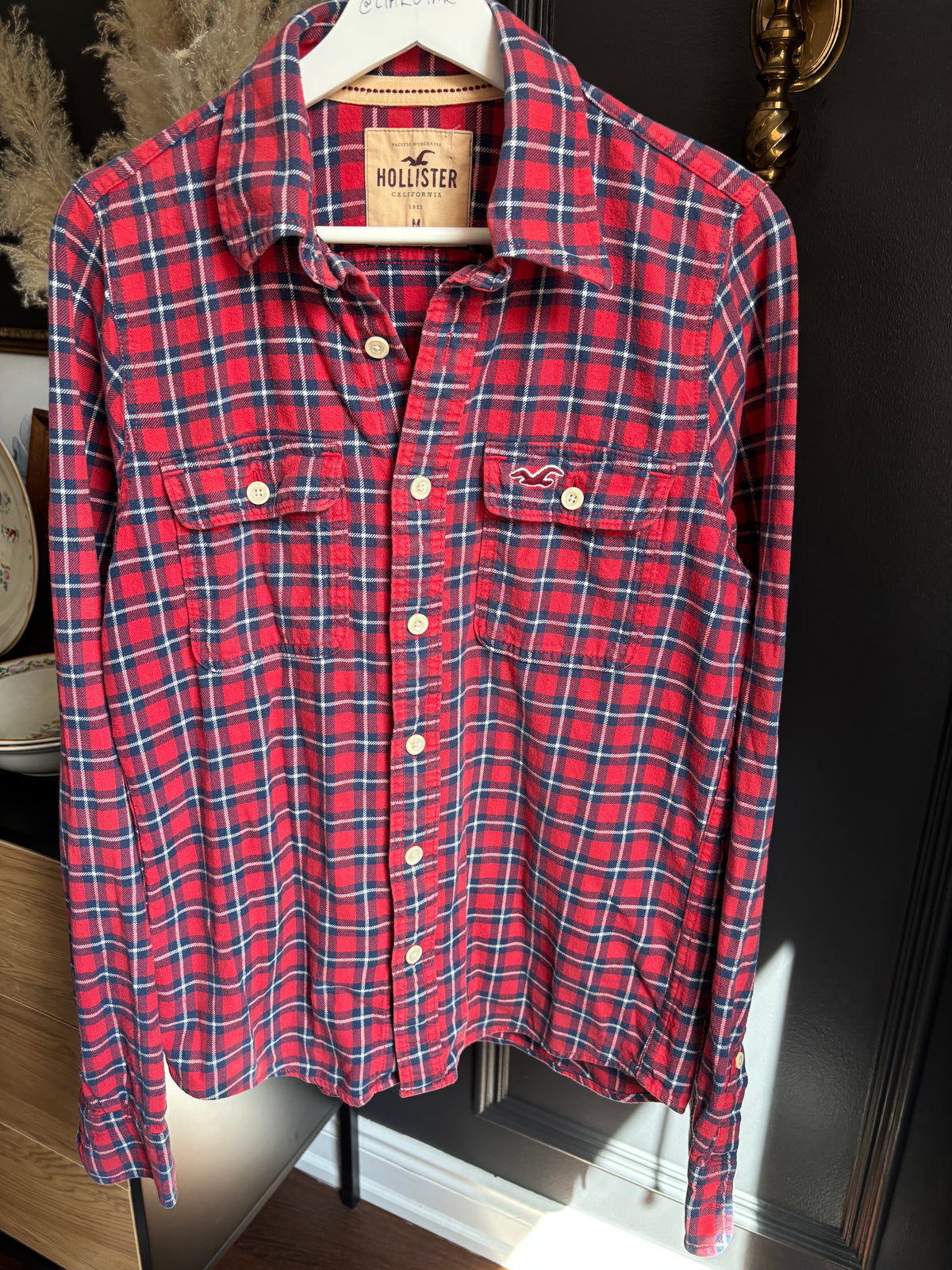 Red & Blue Plaid Button Down Size M