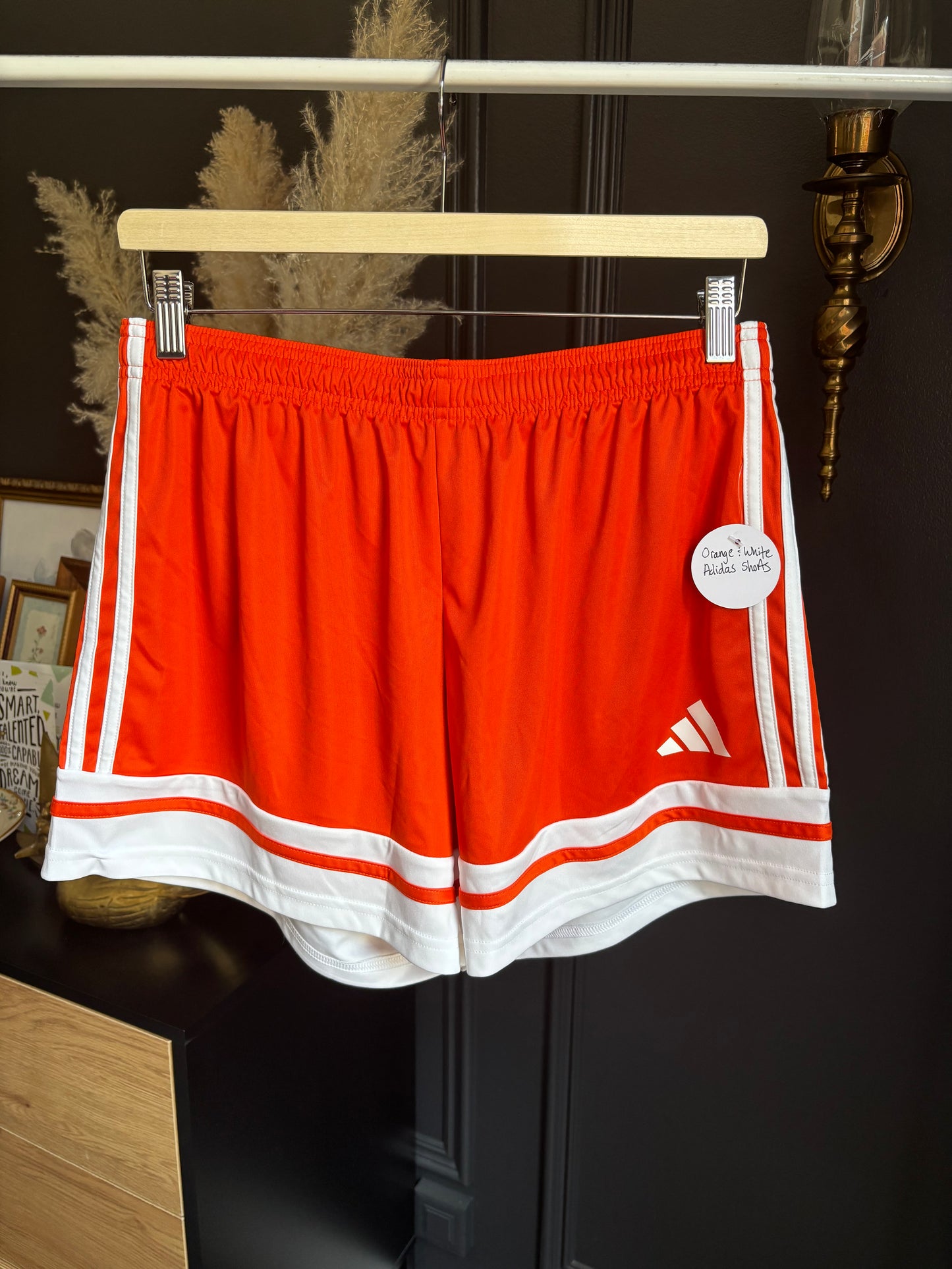 Orange & White Adidas Shorts Size L