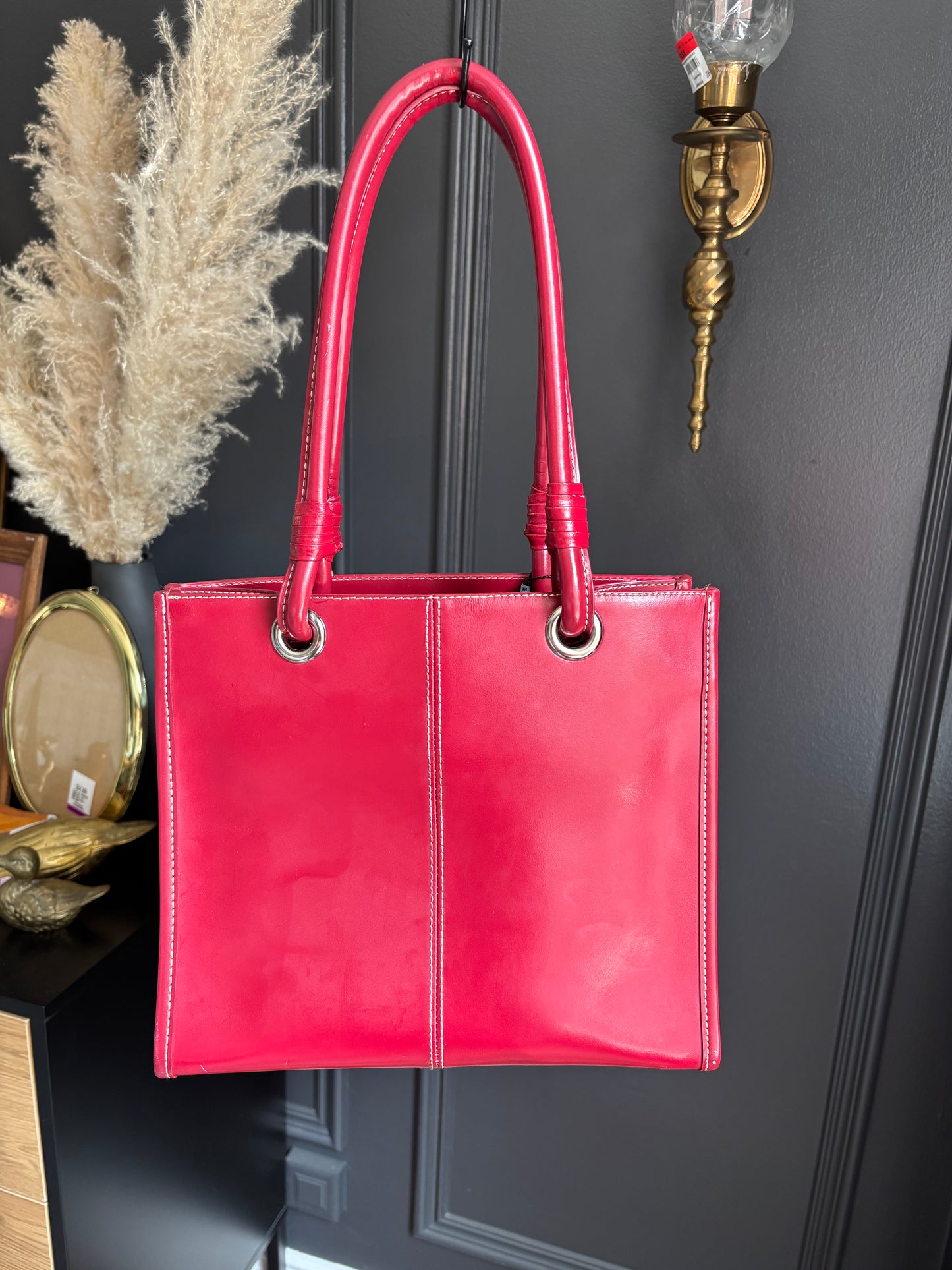 Red Structured Shoulder Bag