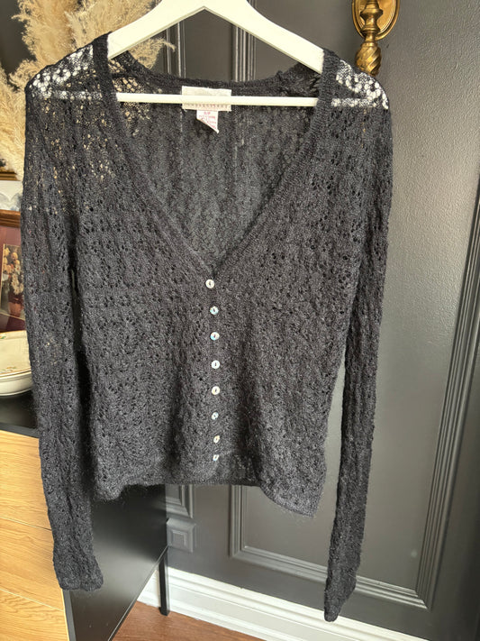 Black Loose Knit Vintage Cardigan Size S