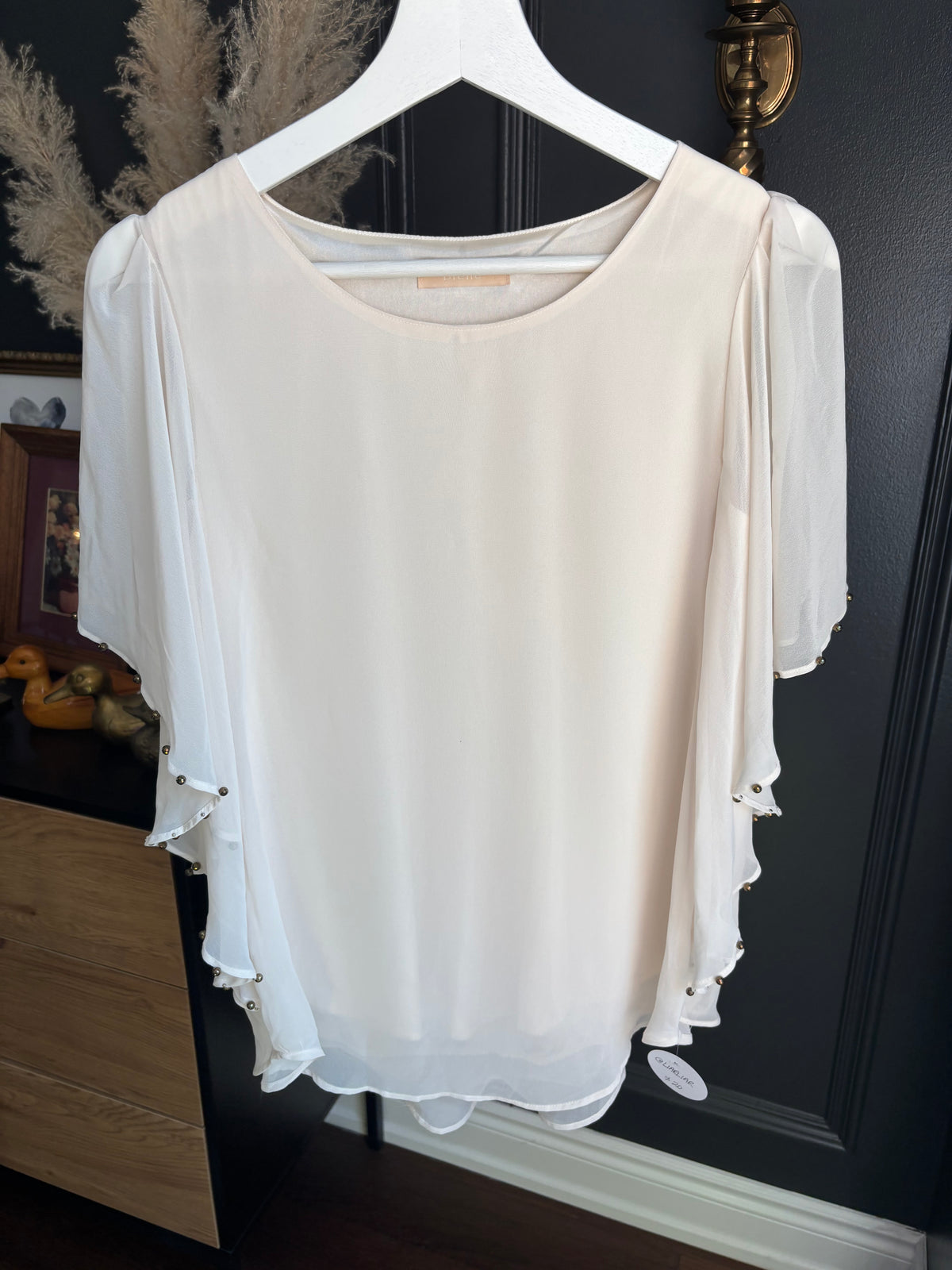 Cream Flutter Sleeve Top Size M