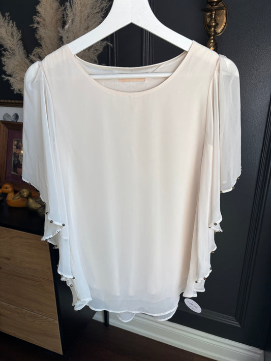 Cream Flutter Sleeve Top Size M