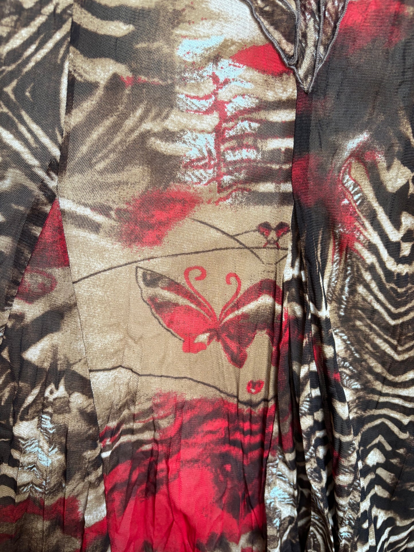Vintage Animal & Butterfly Print Midi Skirt Size M