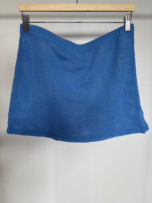 Blue Knit Swim Skirt