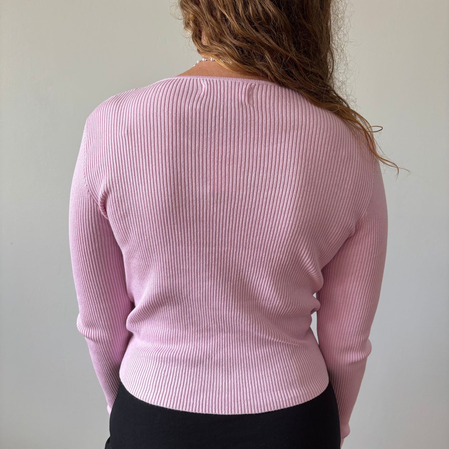 Ribbed Pink Cropped Cardigan