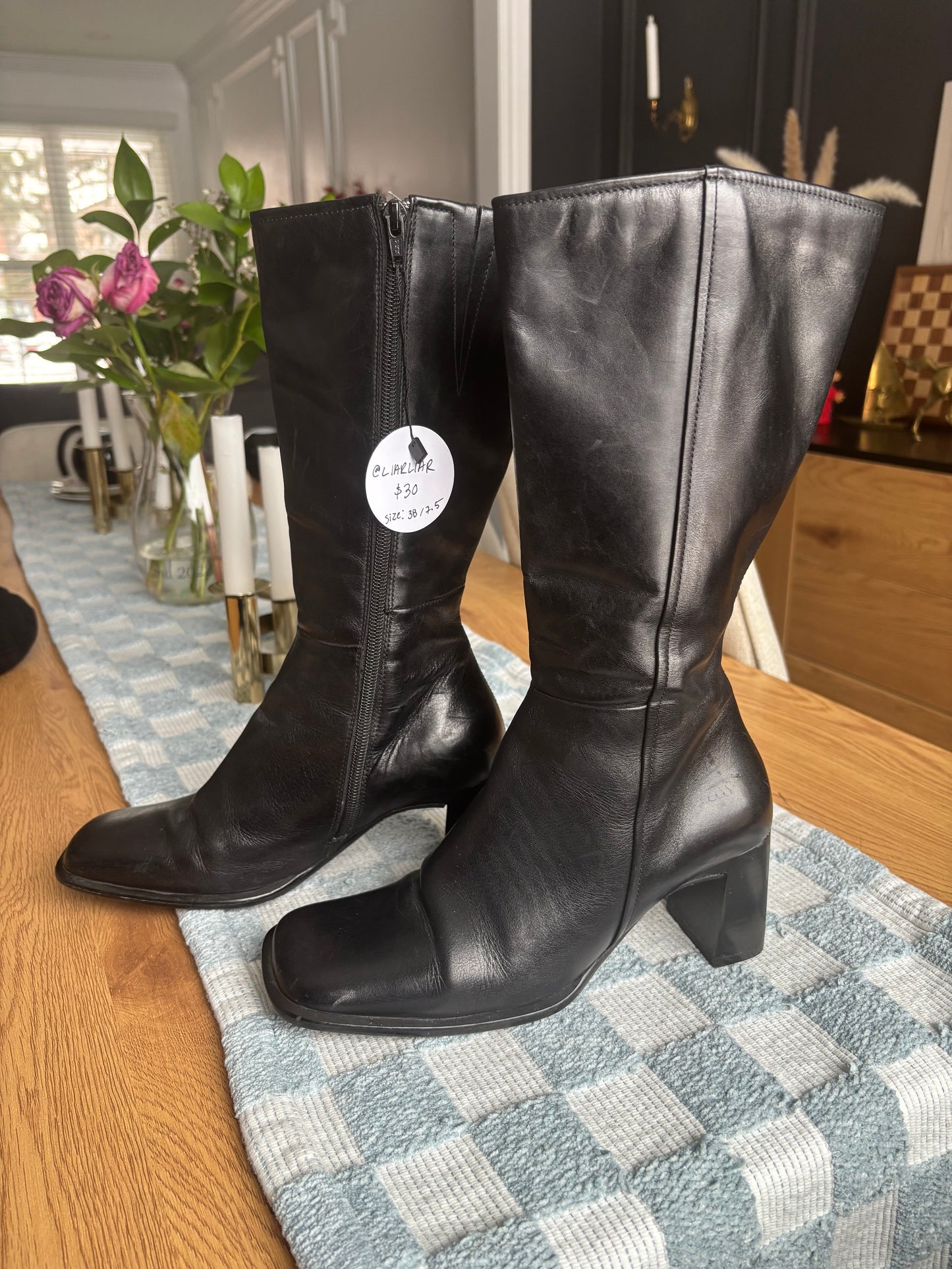 Vintage Prialpas Gomma Italian Leather Boots Size 38