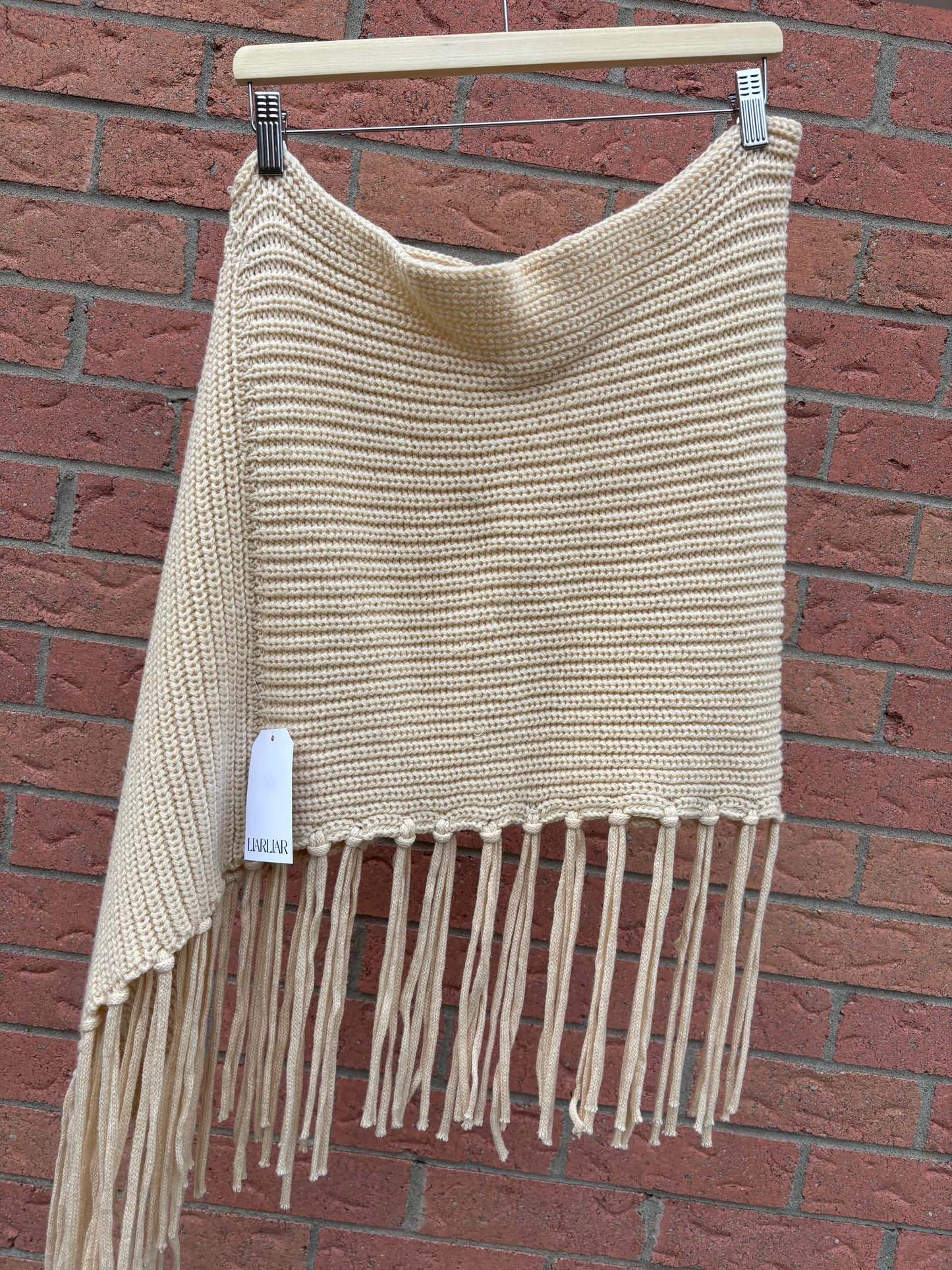 Asymmetrical Cream Knit Cape Size OS