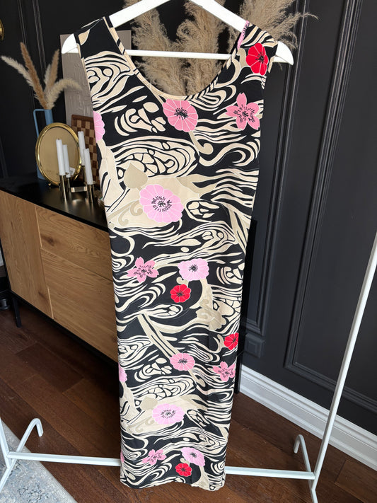 Long Vintage Sleeveless Print Dress Size 14