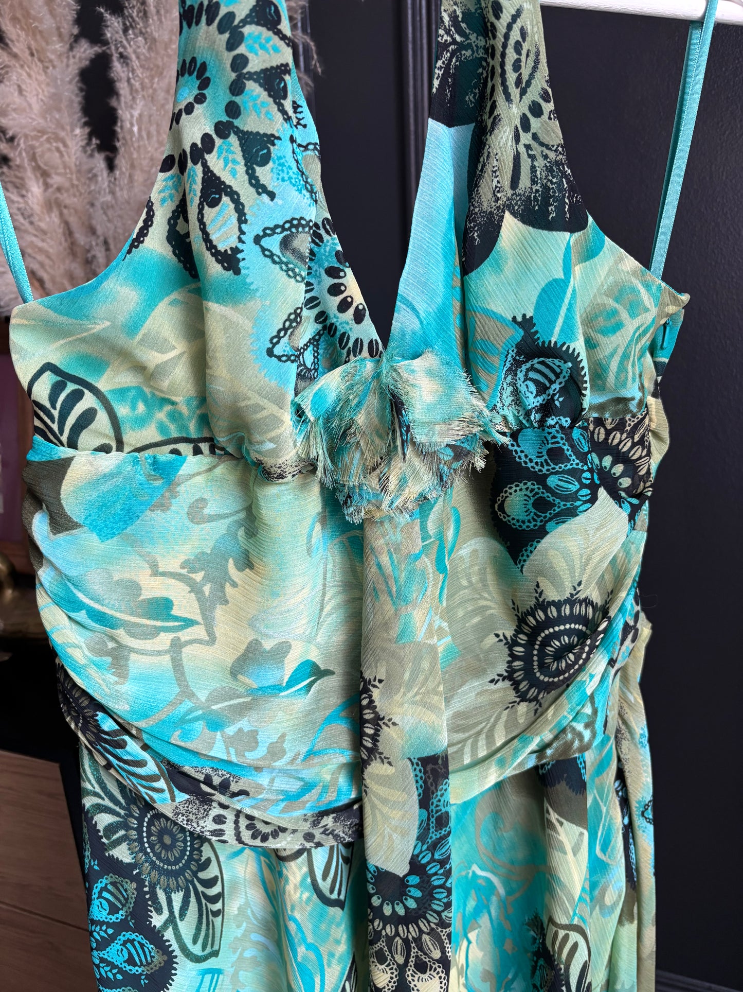 Y2K Ruffled Halter Dress Size L