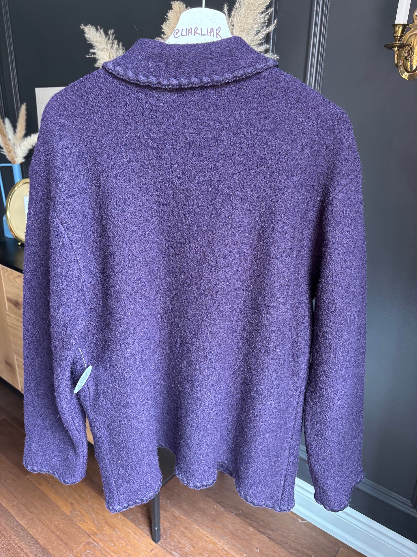 Purple Wool Button Down Jacket Size L