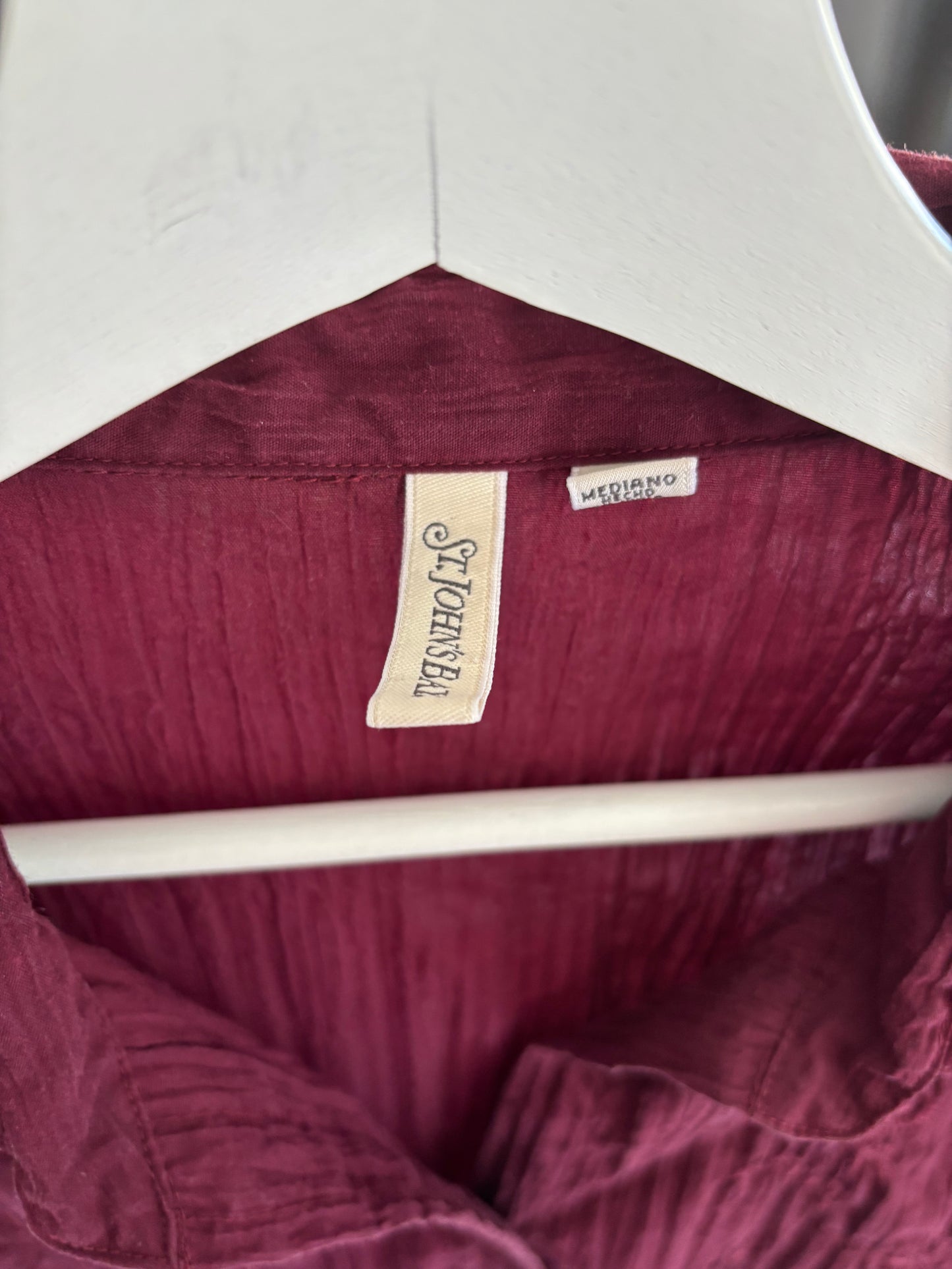 Burgundy Crinkle Button Down Blouse Size M