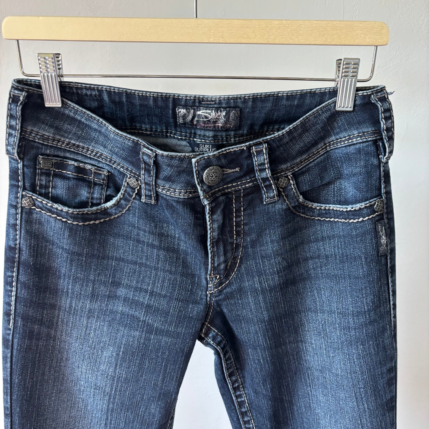 Dark Wash Bootcut Stitch Detailed Jeans