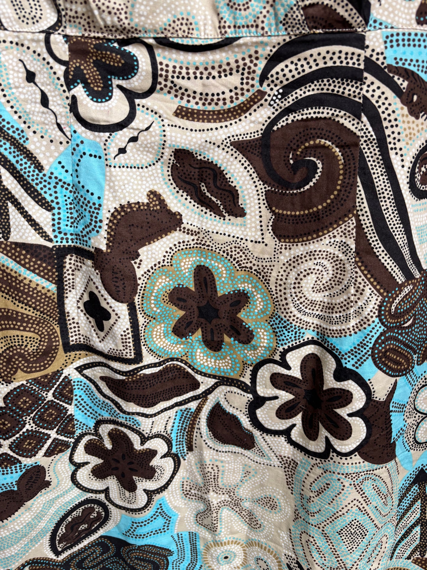 Brown & Blue Print Cotton Dress Size 12