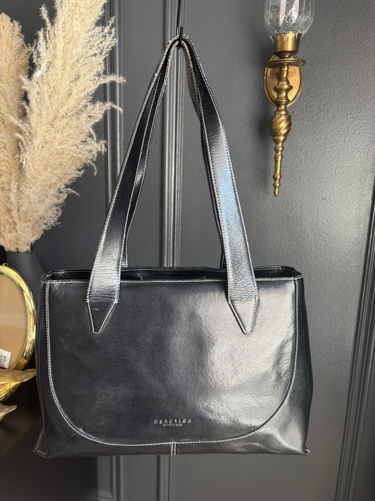 Black Kenneth Cole White Stitch Handbag