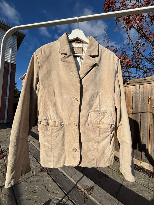 Khaki Coloured Suede Jacket Size L