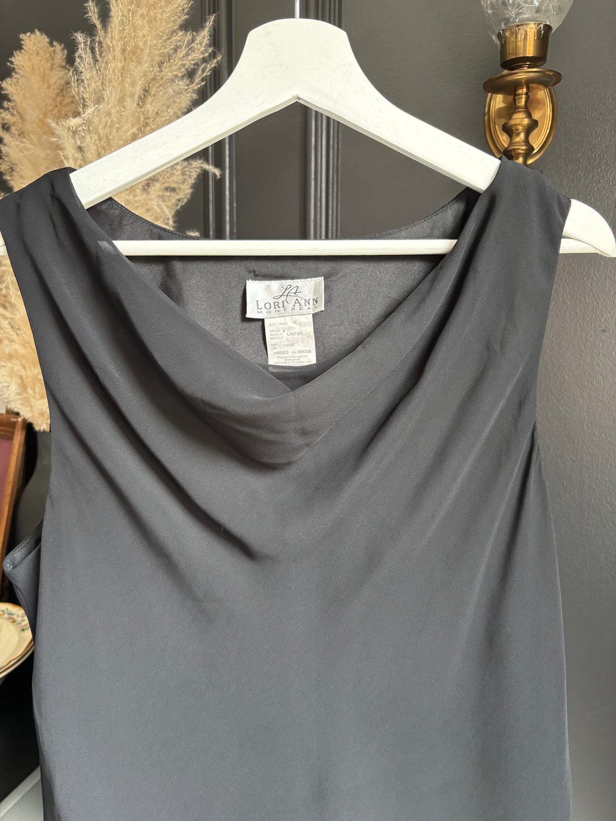 Black Vintage Sleeveless Cowl Neck Blouse Size XL