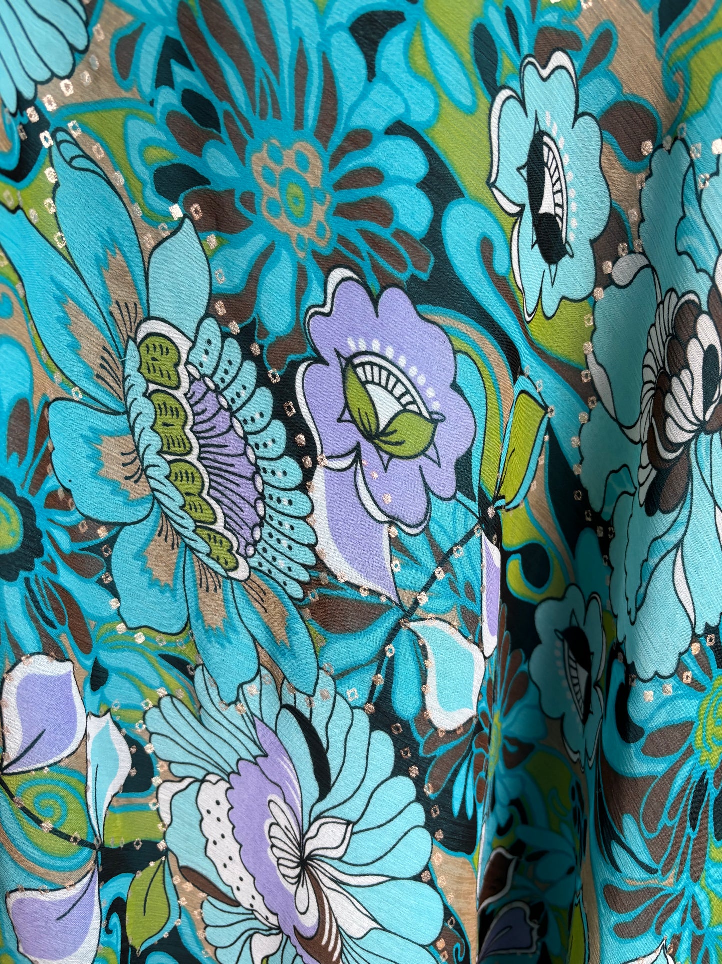Retro Floral Print Knee Length Skirt Size 12