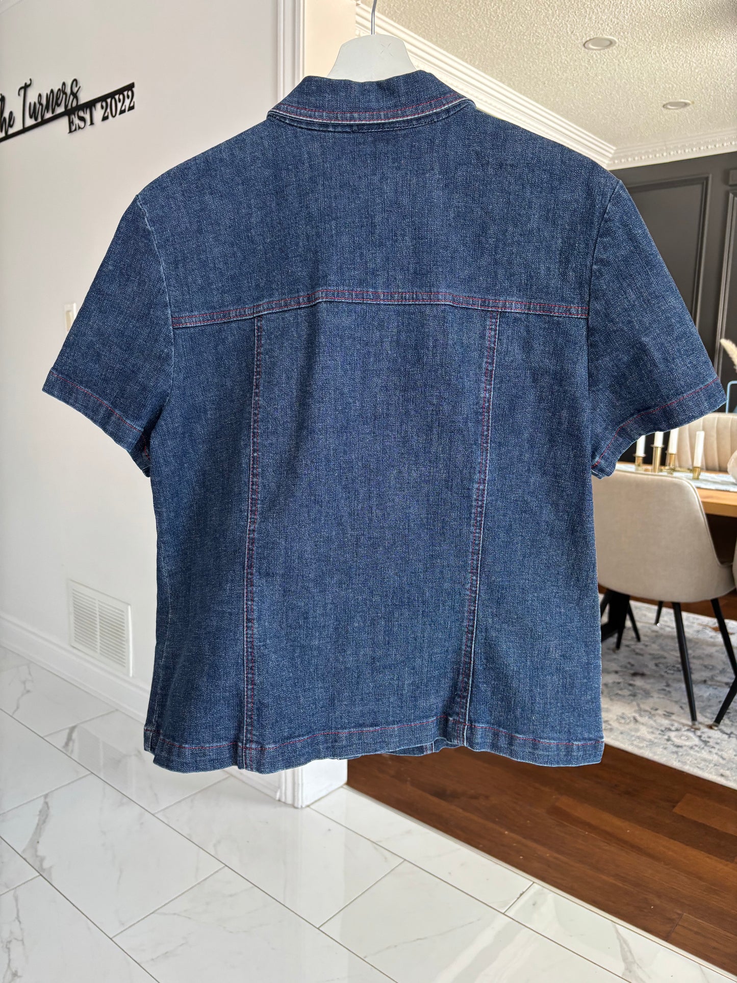 Short Sleeve Denim Shirt Size L