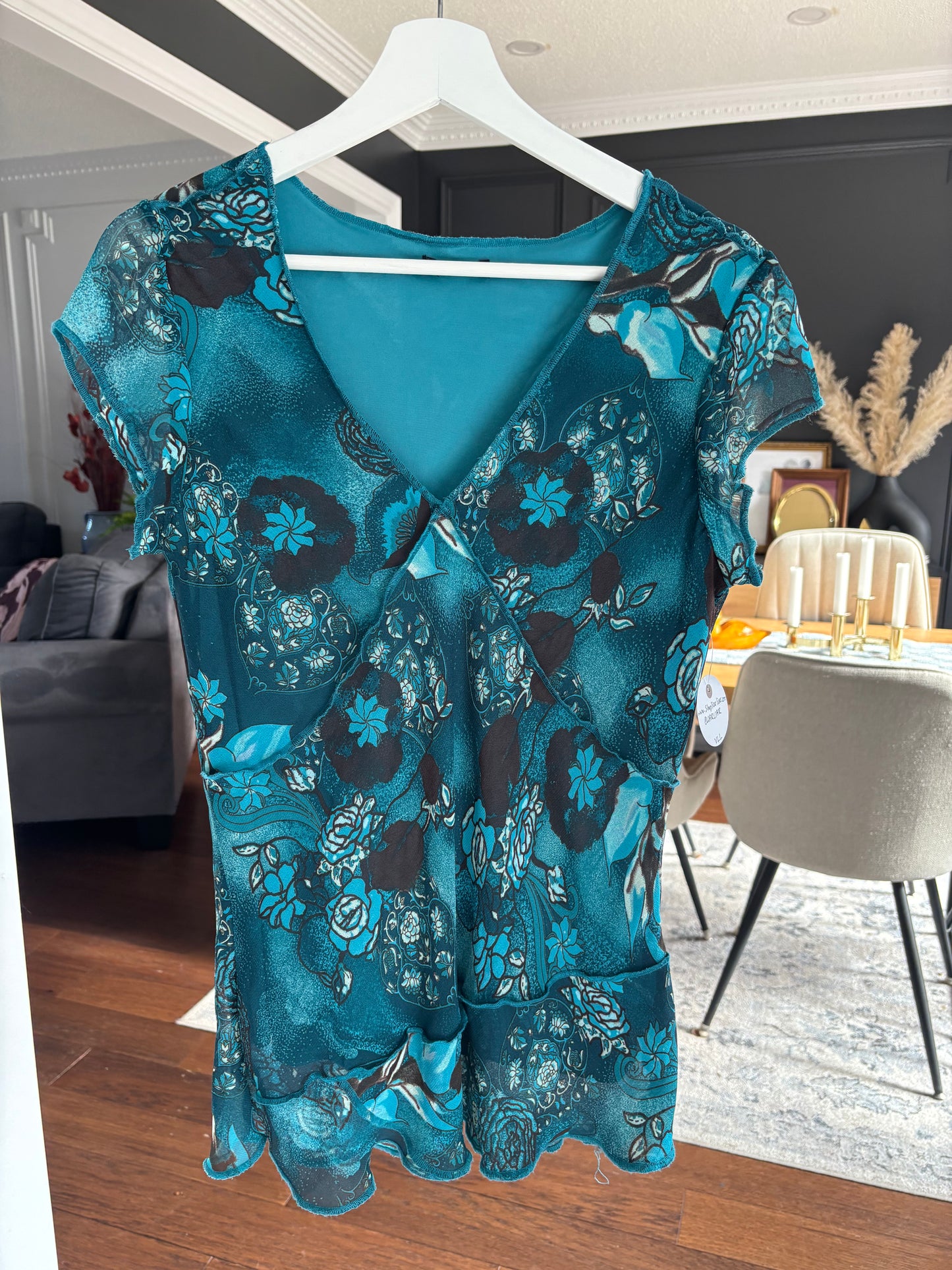 Turquoise V-neck Top Size M