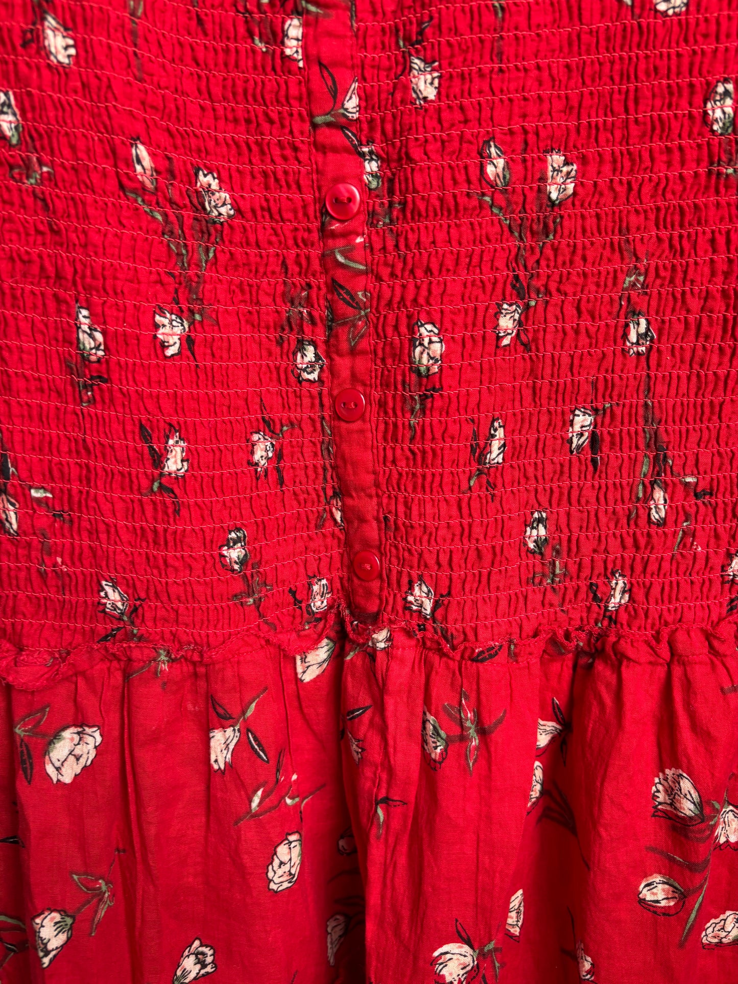 Red Floral Cotton Dress Size XL