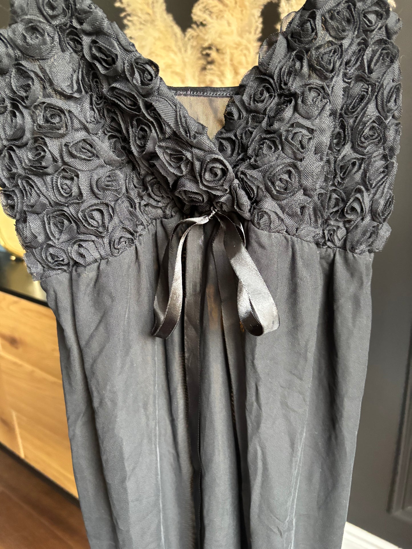 Black Flirty Rose Babydoll Size M