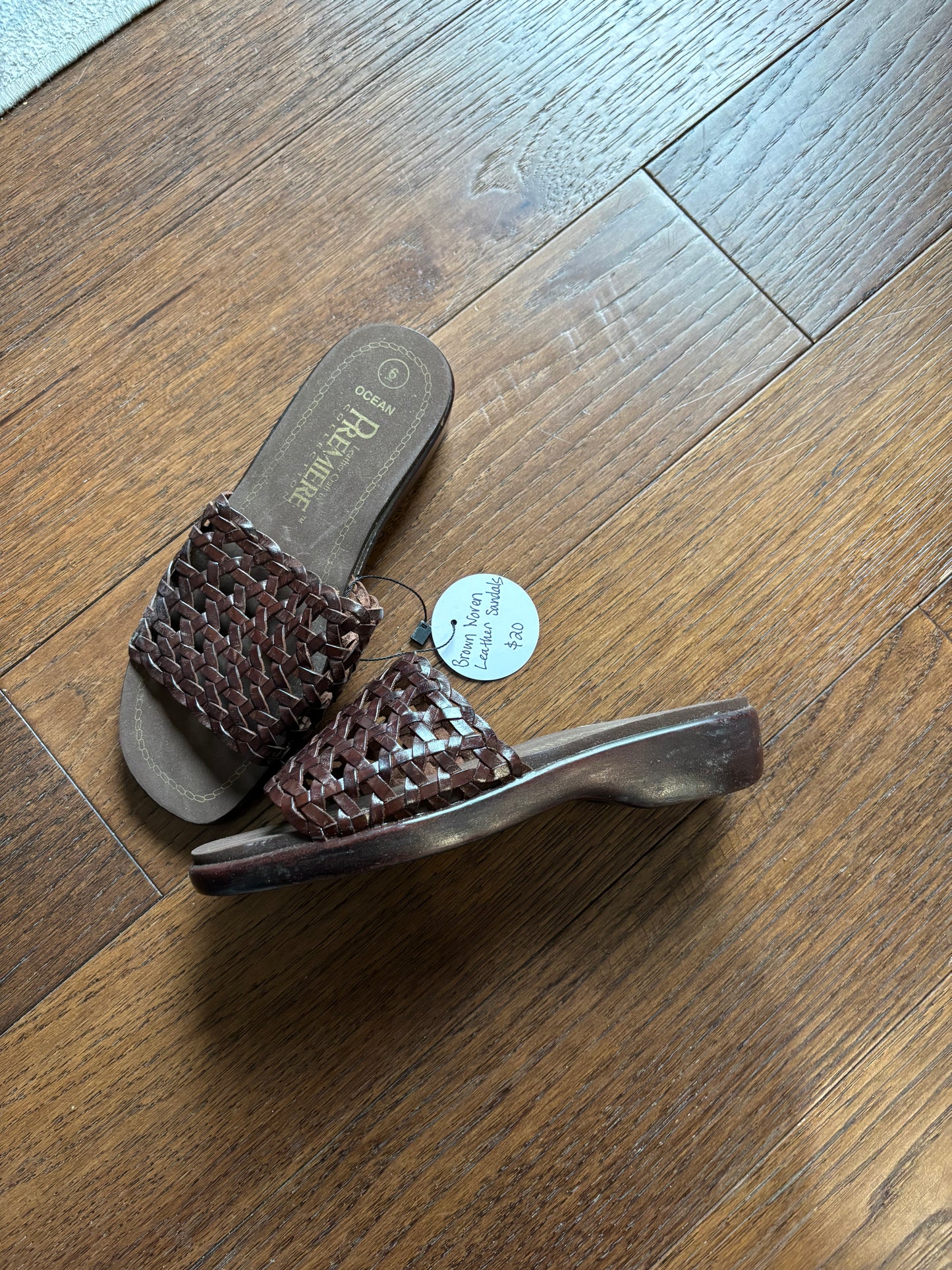 Brown Woven Slip On Sandals Size 6