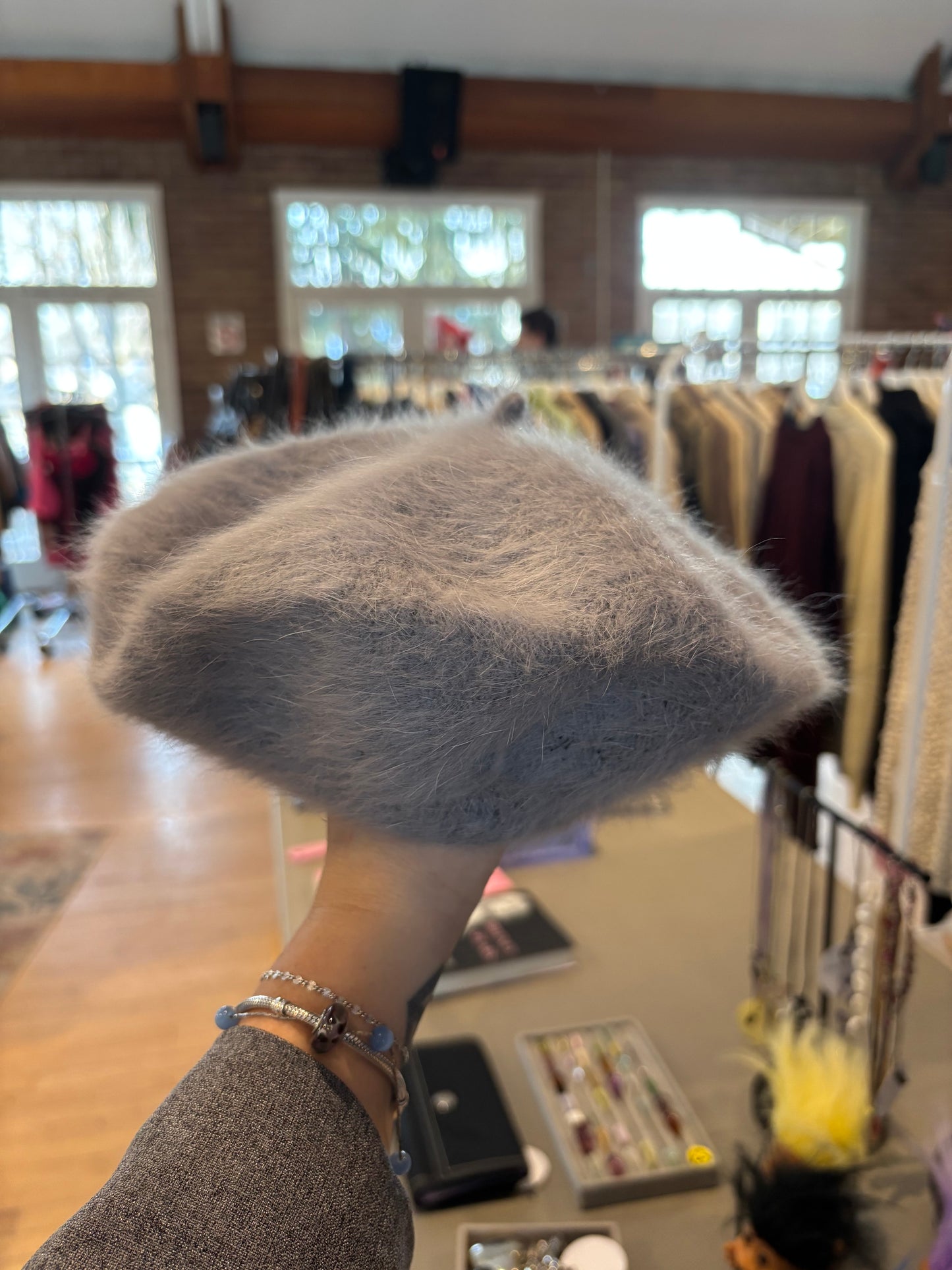 Fuzzy Grey Beret