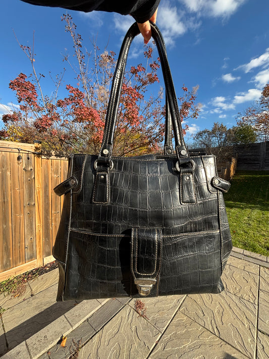 90s Liz Claiborne Faux Alligator Shoulder Bag