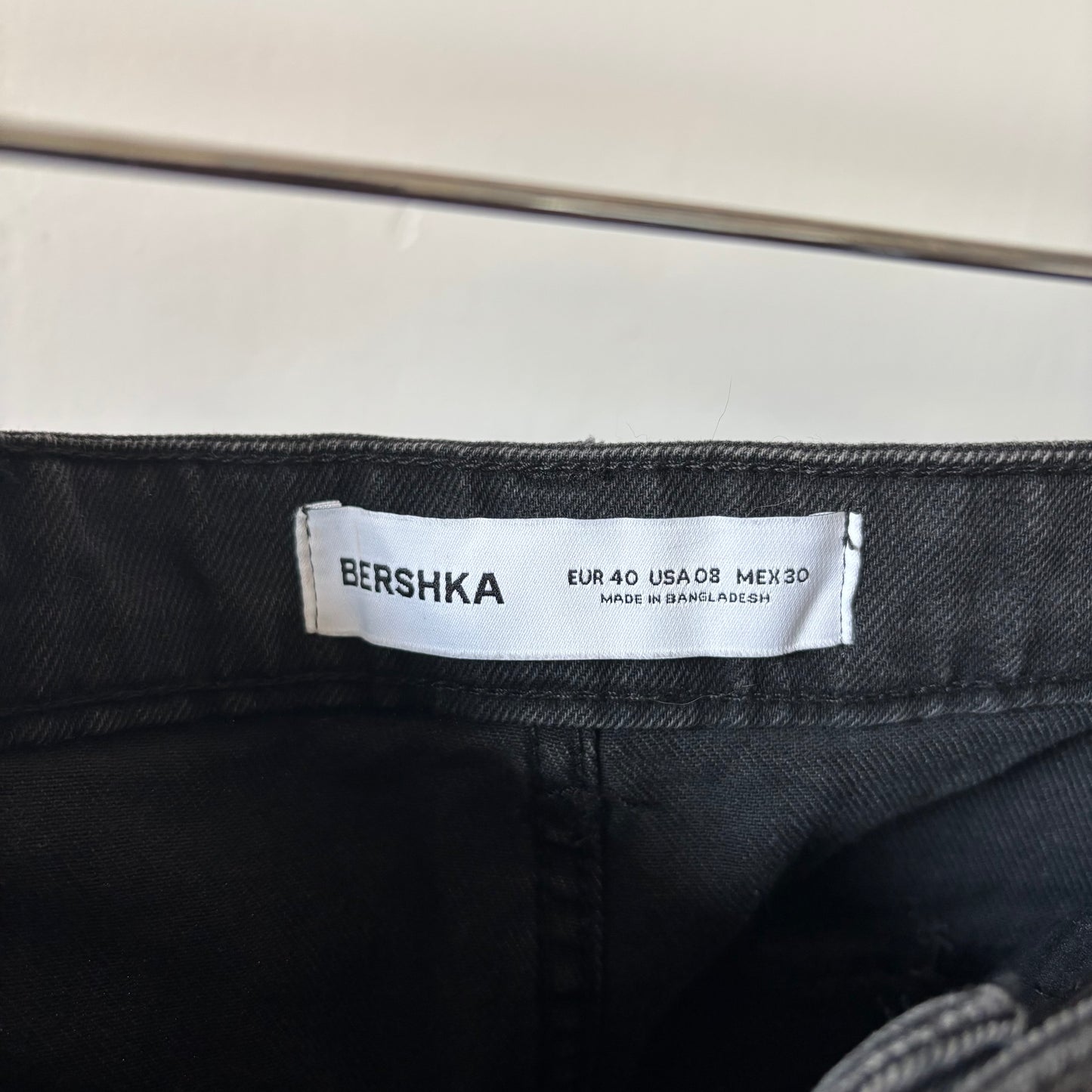 Black Denim Cargo Mini Skirt