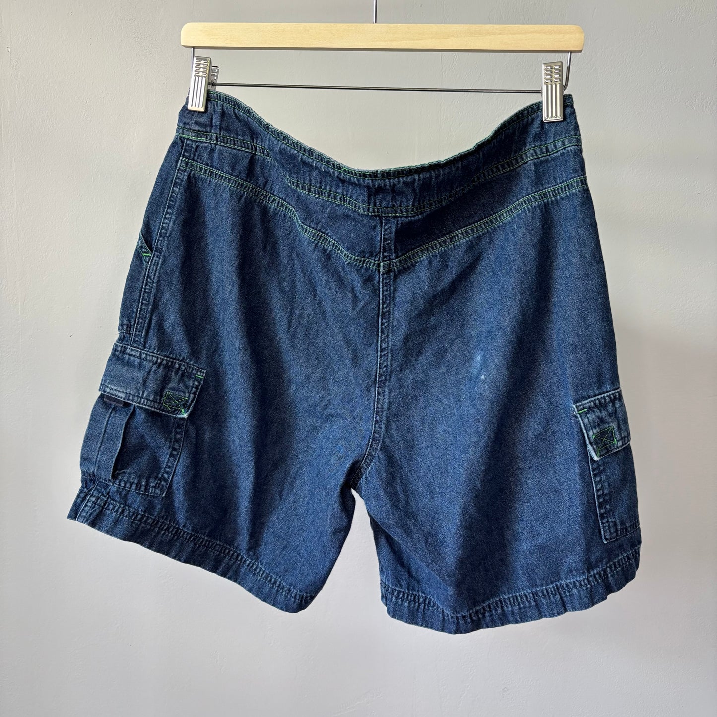 Green Detail Denim Cargo Jean Jorts