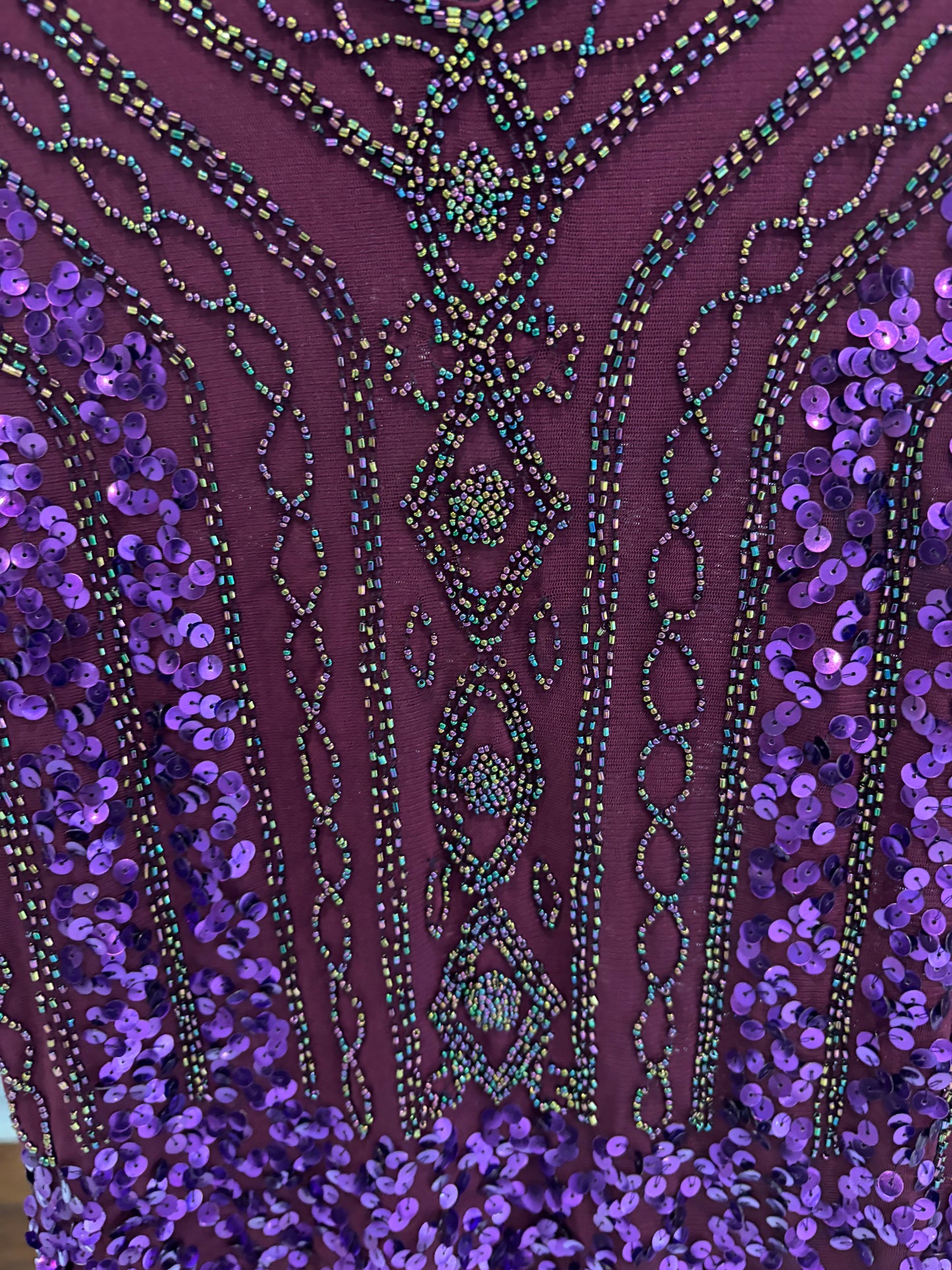 Vintage Wine Coloured Beaded Tank Top Size S