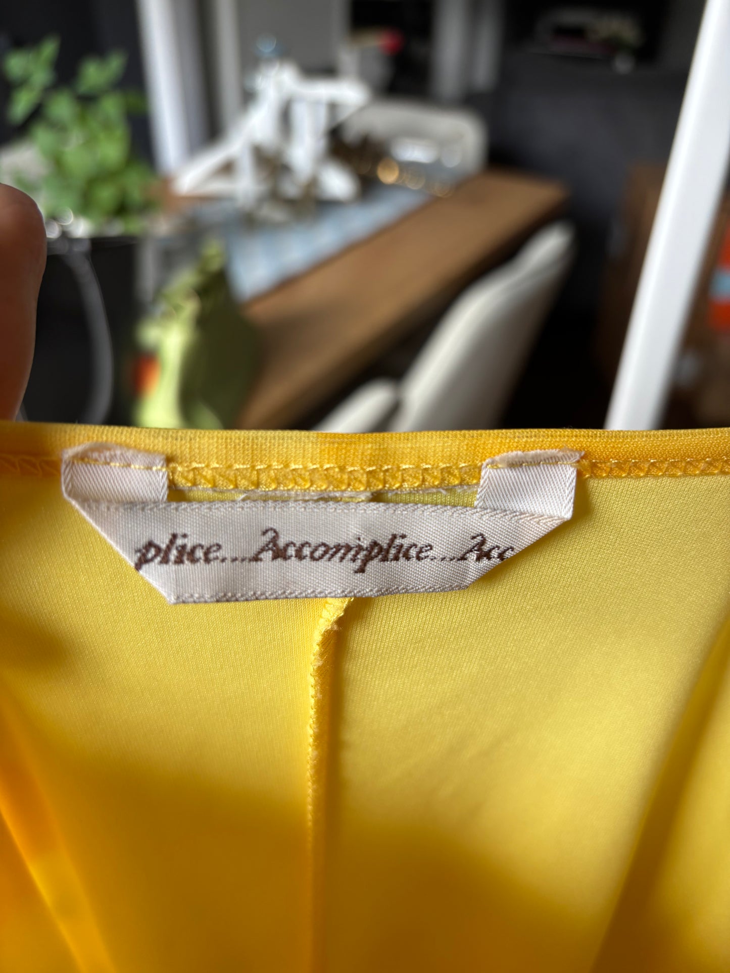 Vintage Long Yellow  Hibiscus Dress Size S