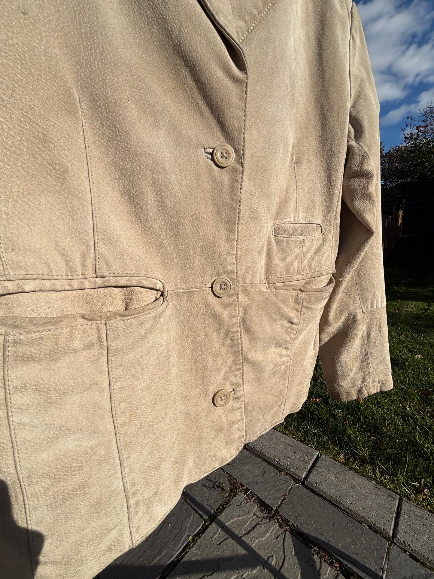 Khaki Coloured Suede Jacket Size L