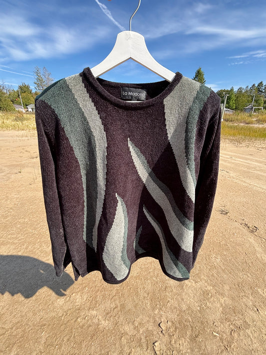 Vintage Black & Green Knit Sweater