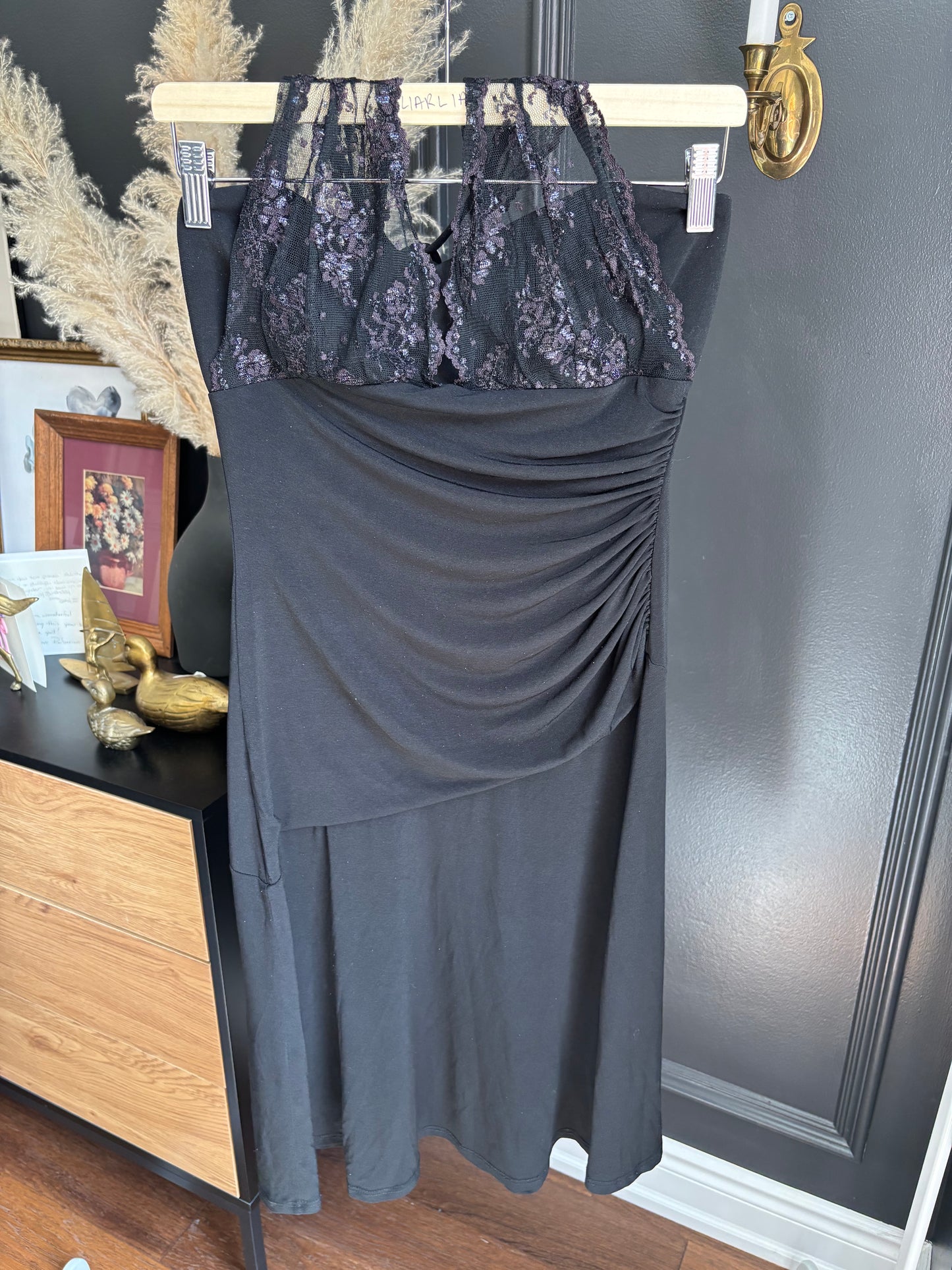 Y2K Black Halter Knee Length Dress Size M