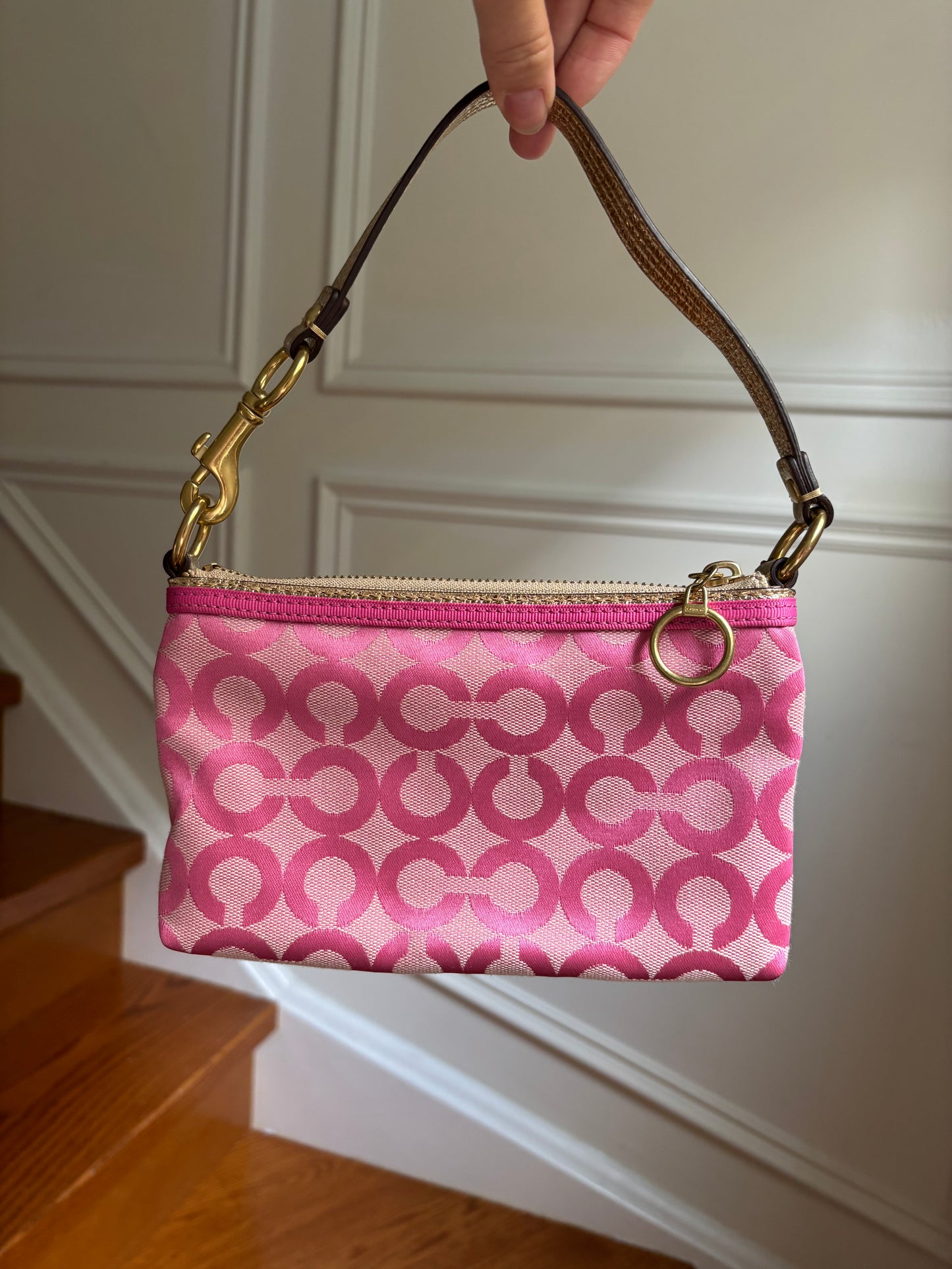 Pink & Gold Coach Wristlet