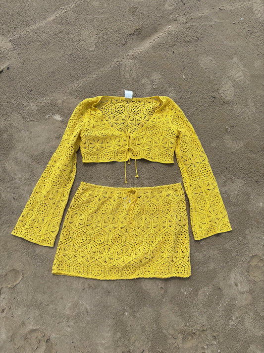 Yellow Crochet 2 Piece Set Size M/L