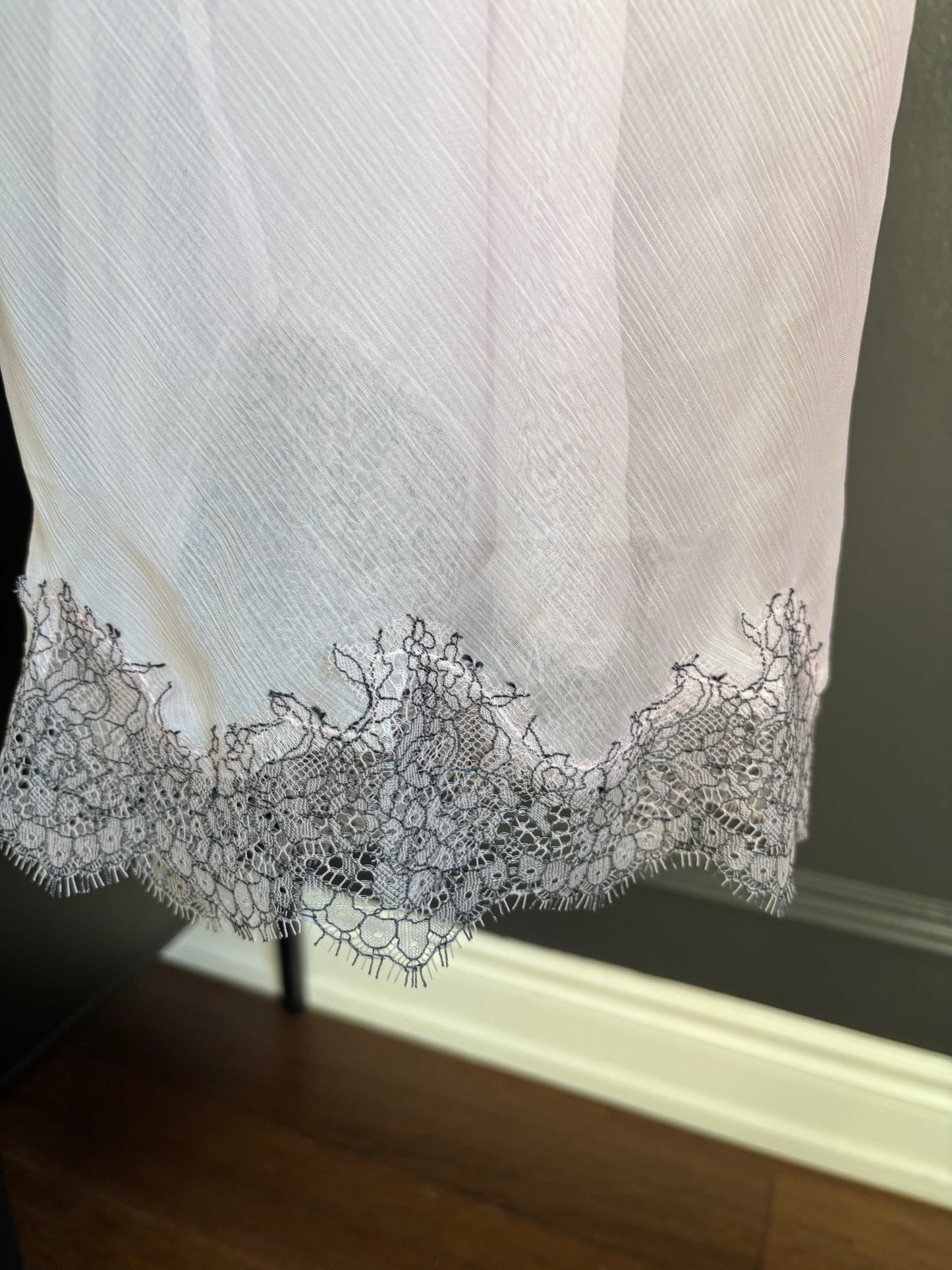 Sheer Pink Lace Detail Slip Top Size M