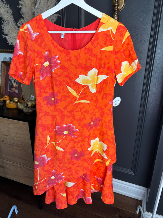 Orange Vintage Tiered Dress Size M