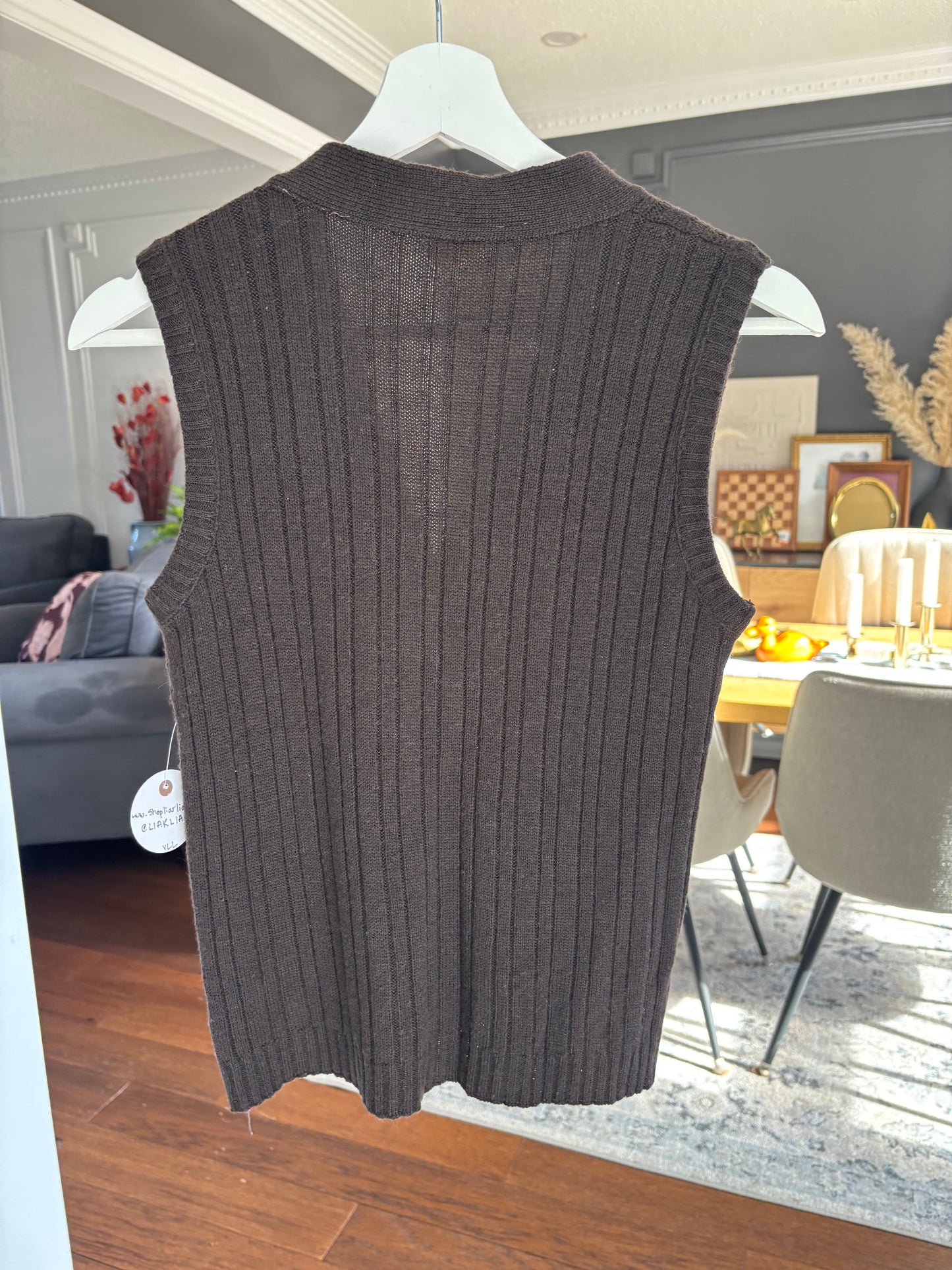 Vintage Brown Knit Vest Size S