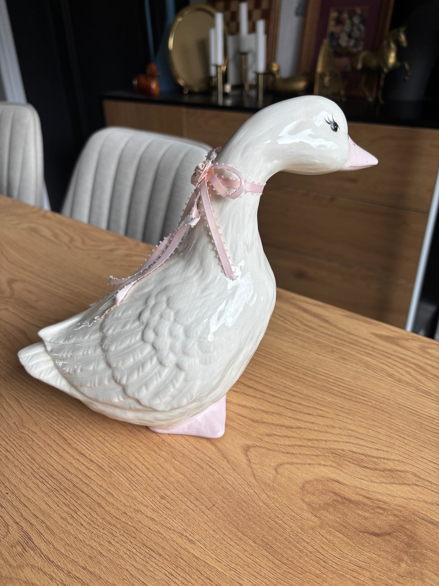 Ceramic Goose With Pink Details