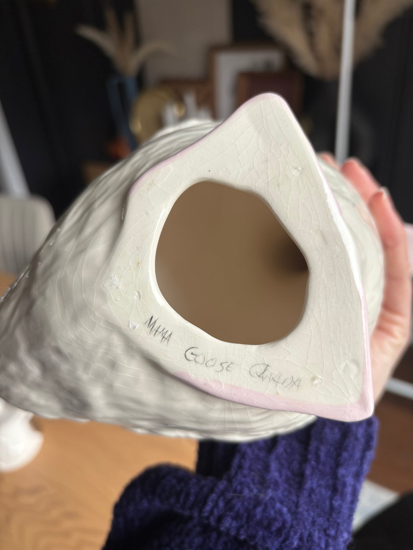 Ceramic Goose With Pink Details