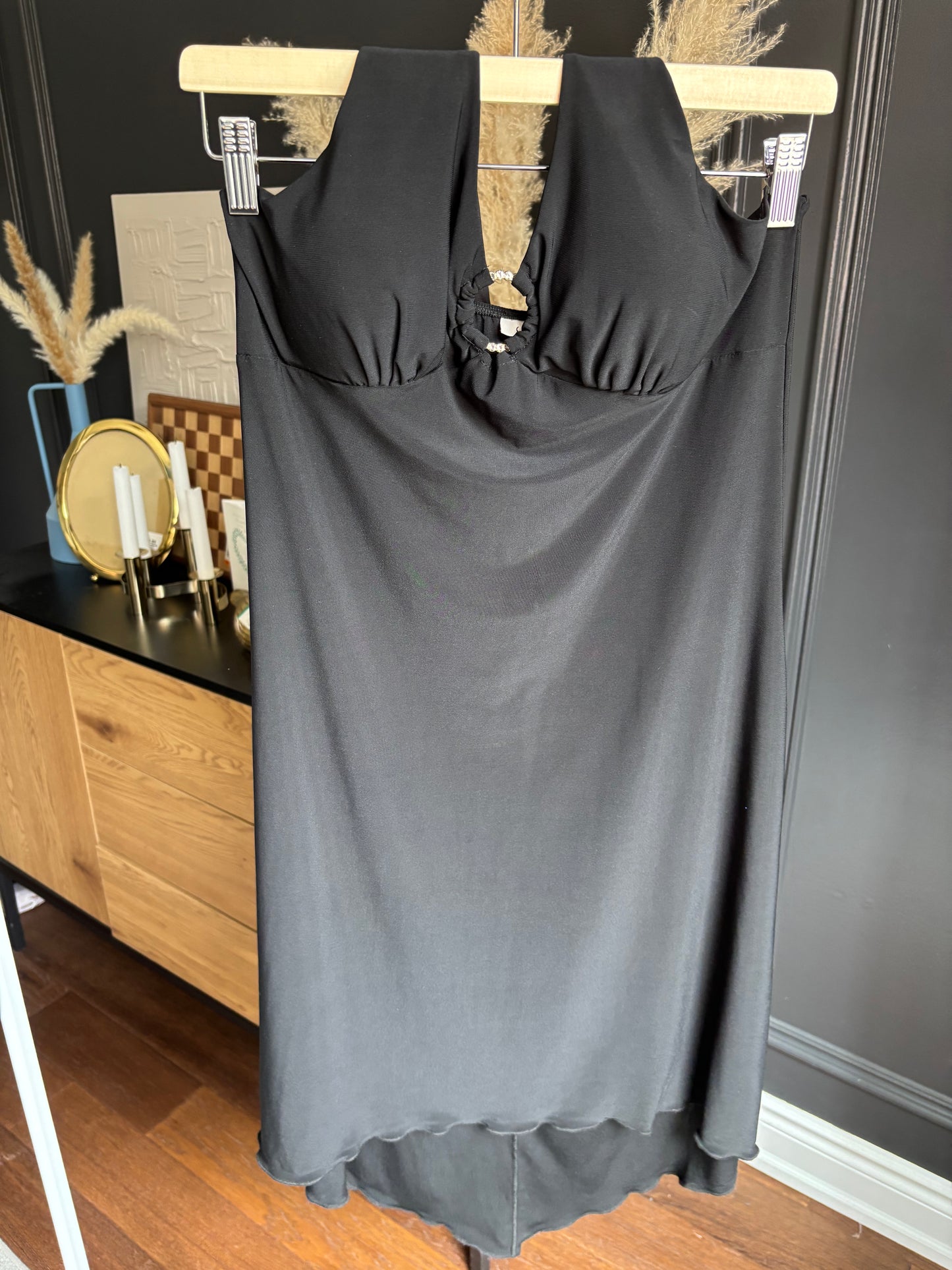 Vintage Black Sleek Halter Dress Size 12