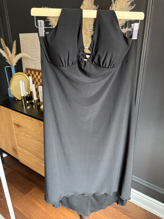 Vintage Black Sleek Halter Dress Size 12