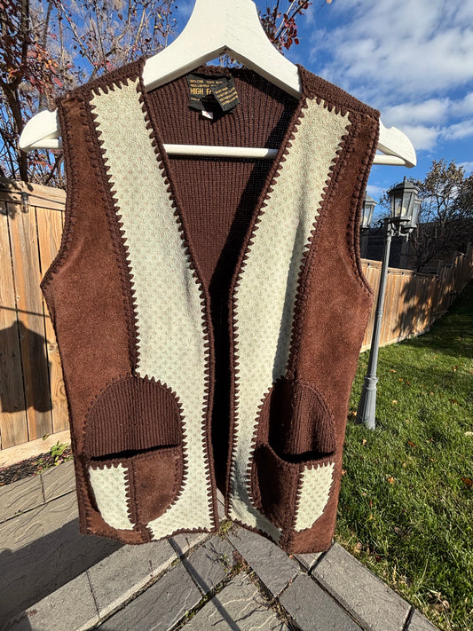 Vintage Suede Patchwork Vest Size S